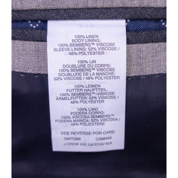 J Crew Blazer Mens 44R Beige 2 Button Ludlow ORMEZZNO Linen Sport Coat Jacket - Picture 15 of 16